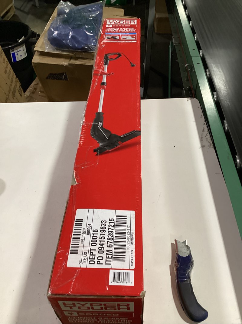 Condition photo showing As Is for hyper tough 13" 4.6-amp electric corded string trimmer