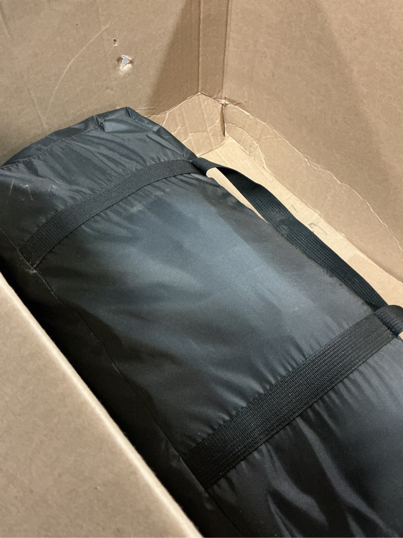 Condition photo showing As Is for Happy Travel Bike Storage Tent Shed, Outdoor Waterproof Bicycle Covers Shelter with Window for 2/3/4/6/8 Bikes,Oversized Outside Portable Sheds for Lawn Mower,Garden Tools Arch-8x7x5.6ft-Black