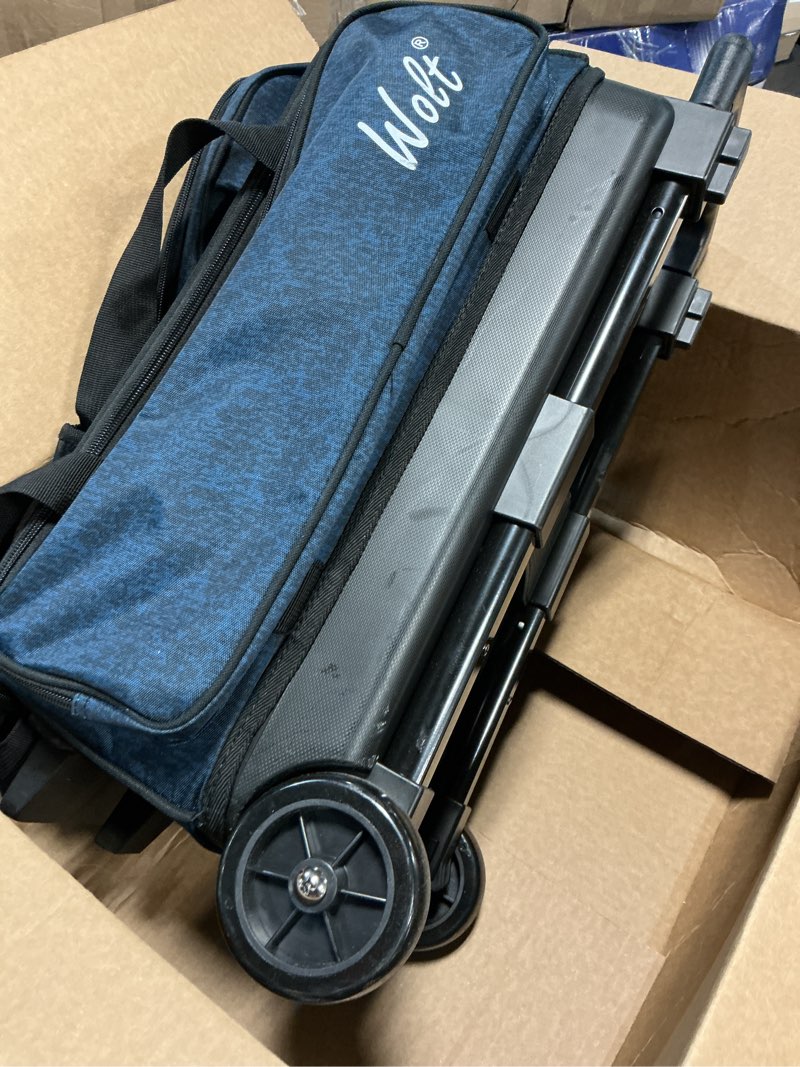 Condition photo showing Good Condition for WOLT | HealthBlue Double Roller 2 Ball Bowling Bag Retractable Handle extends to 40"