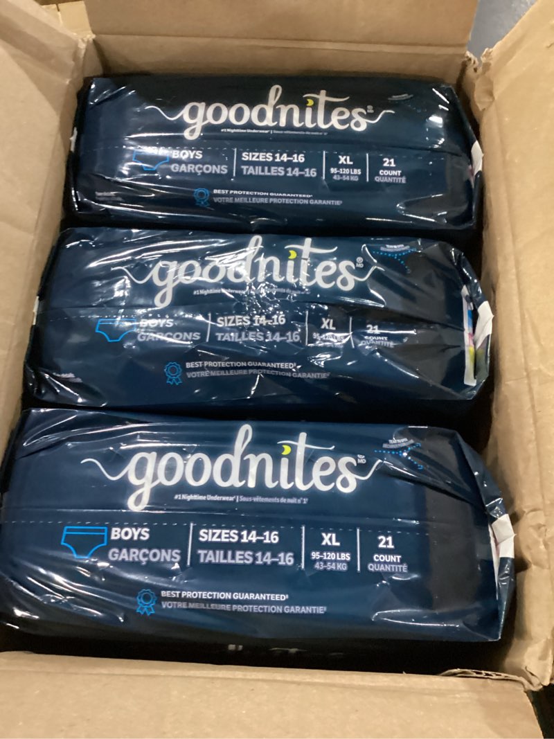 Condition photo showing New/Like New for Goodnites Boys' Nighttime Bedwetting Underwear - XL - 63ct