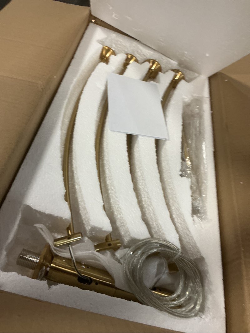 Condition photo showing Good Condition for Gold Modern Chandelier 5-Light Glass Globe Ceiling Light Fixtures Mid Century Modern Sputnik Chandelier for Dining Room Kitchen Island Bedroom Living Room 41.3IN Diameter Gold+Milk Glass 5 Light