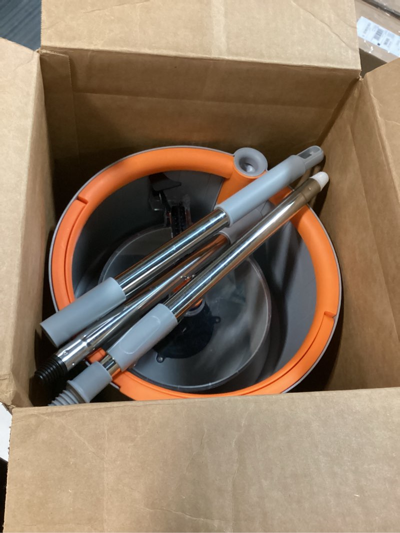 Condition photo showing As Is for Mop and Bucket Set, Spin Mop with Dirty Water Self Separation System with 4 Mop Head Replacement, Self Cleaning Mops and Buckets System with Mop Scraper for Household Use Floor Cleaning B-a82 round bucket