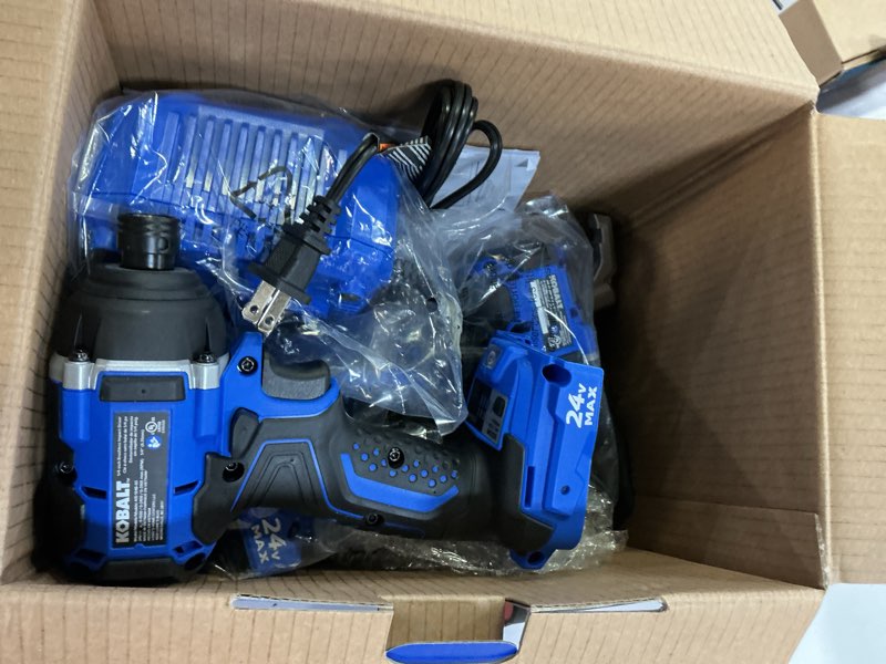 Condition photo showing Good Condition for kobalt 24-volt 2-tool brushless power tool combo kit with soft case (1-battery included and charger included)
