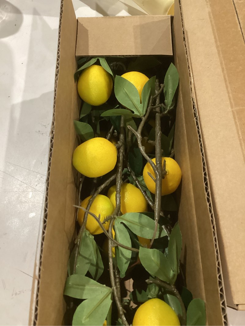 Condition photo showing Good Condition for woration 19.3inch simulation artificial lemon branches fake fruit yellow decoration for home diy flower arrangement photography props 5pcs 19.3 inch fake lemon branches