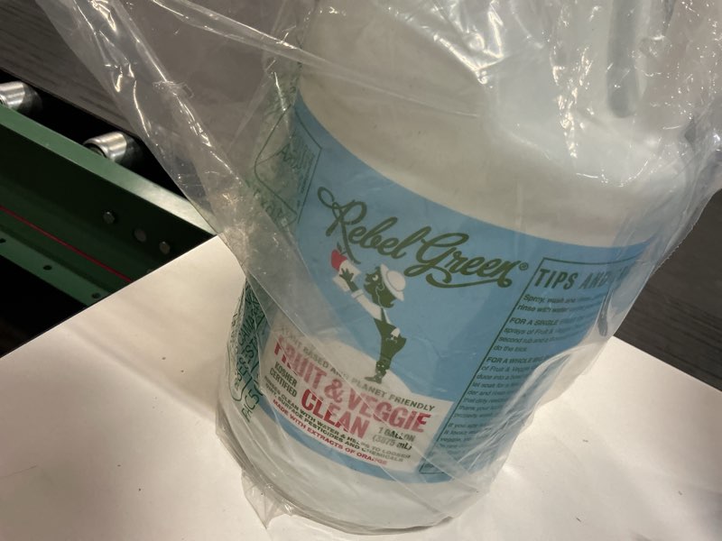 Condition photo showing Good Condition for rebel green fruit & veggie clean - plant-based produce cleaner - natural fruit and vegetable wash with no aftertaste - dirt & grime removal - made with organic extracts of citrus - gallon 128 fl oz (pack of 1)