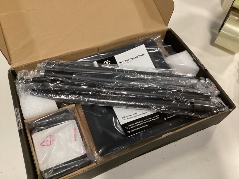 Condition photo showing New/Like New for perlesmith universal speaker stands for surround sound -height adjustable extend 33.3”to 45.1”, floor speaker stand for satellite & studio & bookshelf speakers up to 11lbs,1 pair black, psss2 weight 11 lbs