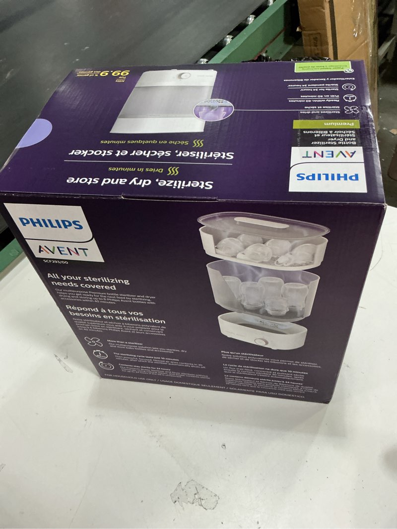 Condition photo showing New/Like New for Philips Avent Baby Bottle Sterilizer and Dryer Premium, Removes 99,9% of Bacteria, Chemicals Free, Capacity 6 Bottles/Teats/Accessories, Modular Space Saving Design, Model SCF293 Electric Sterilizer With dryer