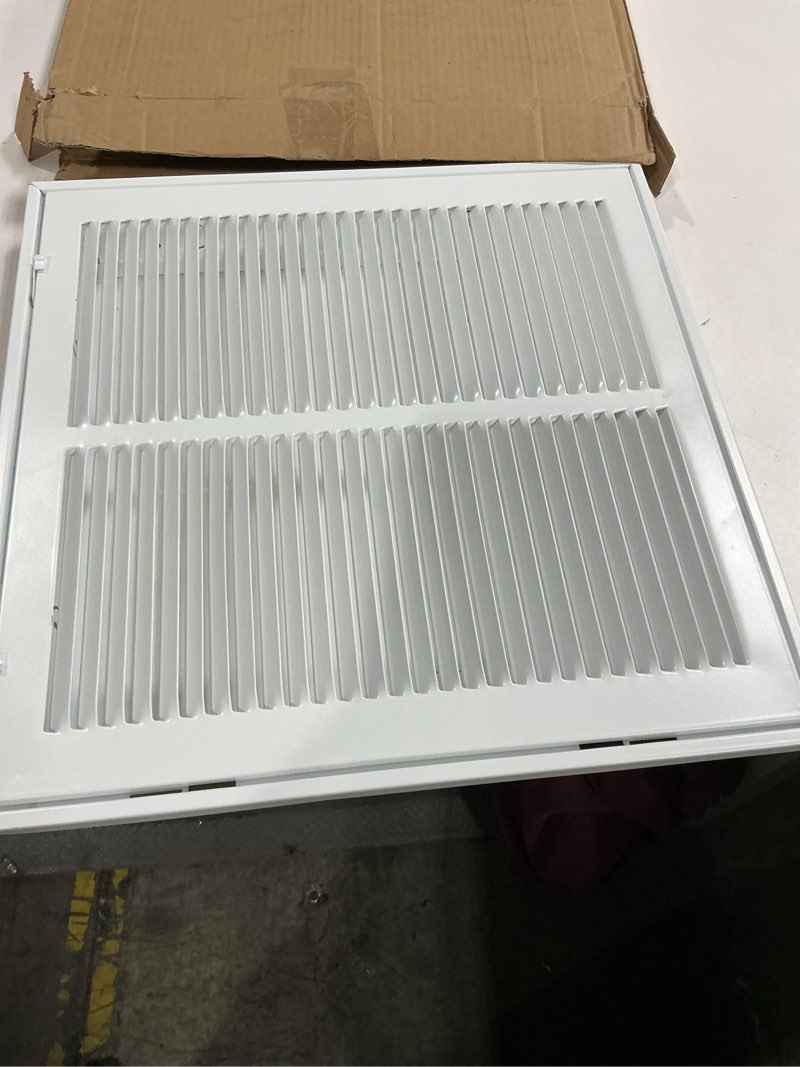 Condition photo showing Good Condition for EZ-FLO 14 x 14 Inch (Duct Opening) Return Air Vent Cover for Wall or Ceiling, Solid Steel Return Air Filter Grille, HVAC Vent Cover, White, 61653 14 in. x 14 in.