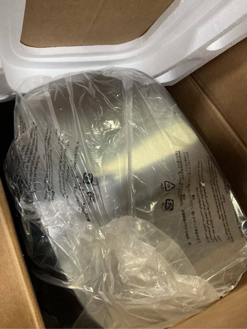 Condition photo showing Good Condition for amazon basics smudge resistant rectangular trash can with soft-close foot pedal, brushed stainless steel, 50l/13.2 gal, 16.7x14.7x25.9 in, satin nickel finish satin nickel big, 50l/13.2 gal