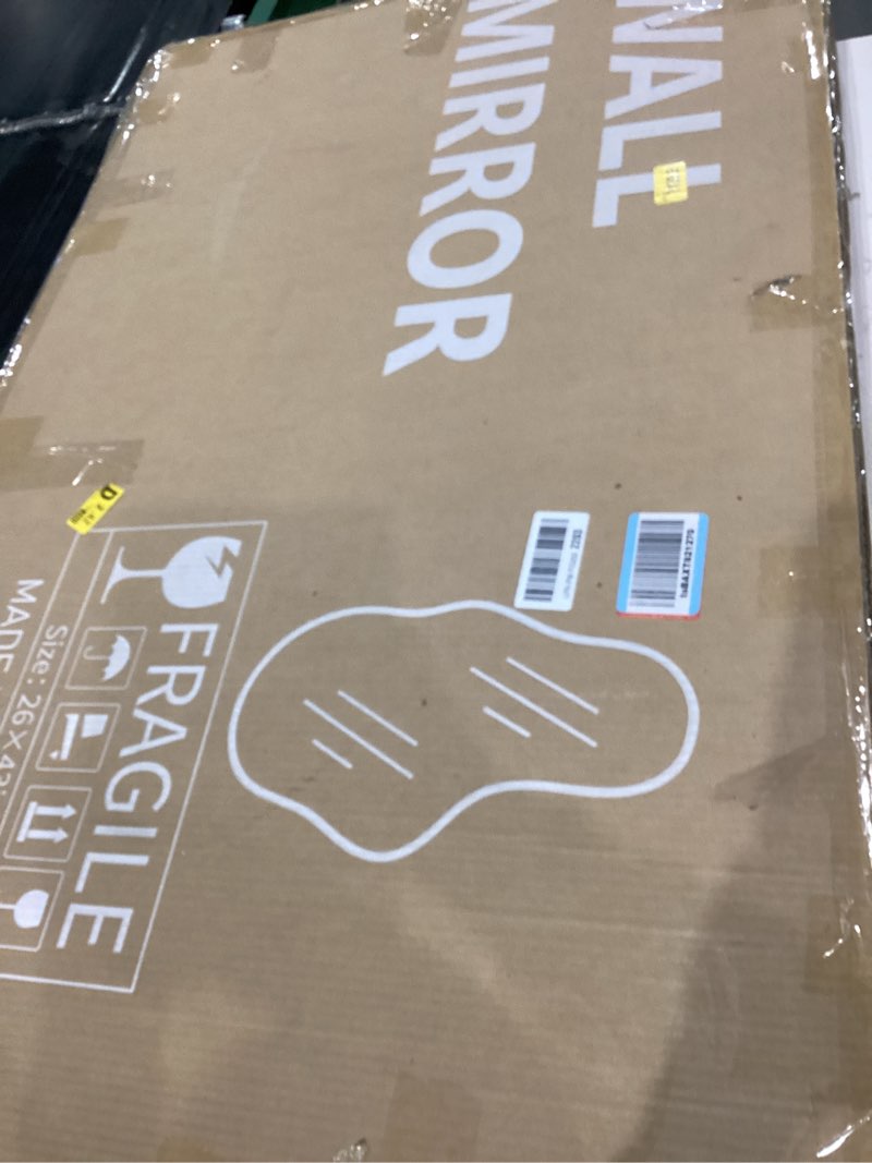 Condition photo showing New/Like New for Irregular Wall Mirror - Gold Wall Mirrors Decorative 26"x 43" Wavy Asymmetrical Abstract Mirror Aviation Aluminum Alloy Frame Unique for Vanity, Entryway, Bathroom, Bedroom, Living Room, Cloakroom Gold 43"L x 26"W