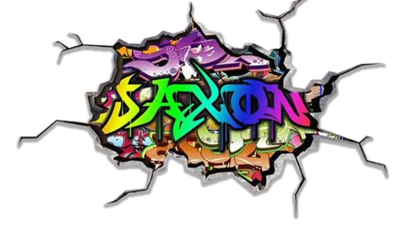 Personalized 3D Graffiti Name Wall Decal | Custom Art Vinyl Decor Sticker | Removable | Peel and Stick | Cracked Border Room Art Decor