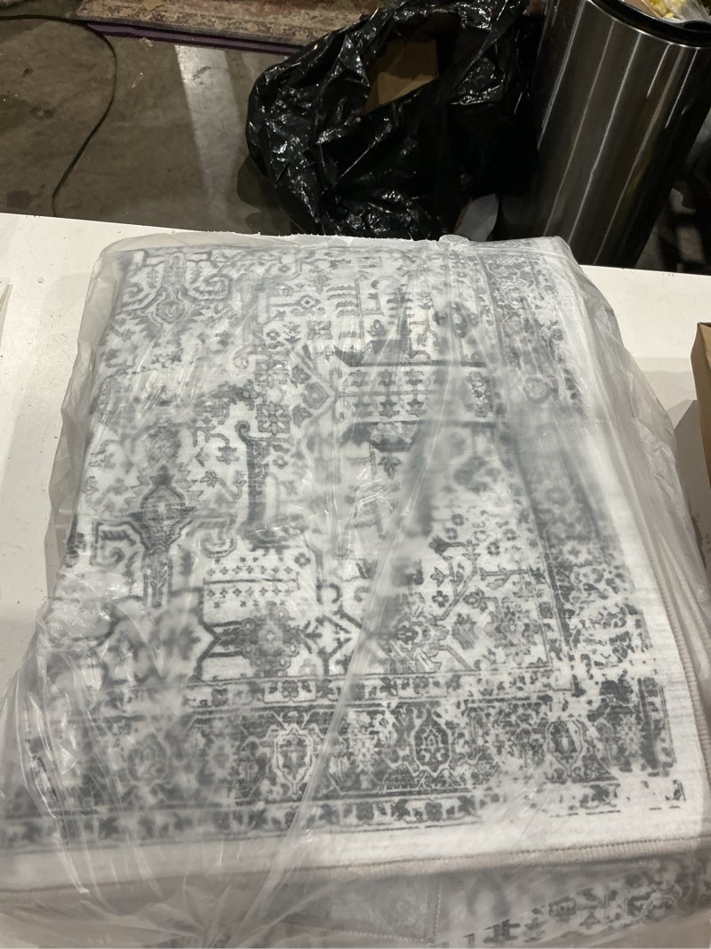 Condition photo showing Good Condition for hallway washable runner rug 2x12 - non slip vintage kitchen runner rugs for entryway low-pile waterproof long runners for living room bedroom medallion indoor floor mat for bathroom laundry grey grey 2' x 12' (runner)