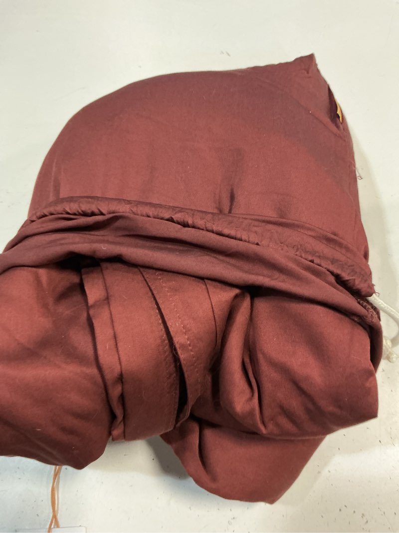 Condition photo showing As Is for quince bamboo duvet cover set, king/cal king, burgundy