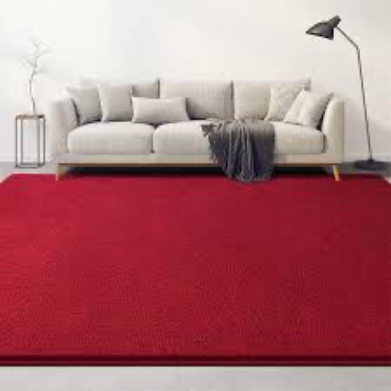 Large Area Rugs for Living Room Bedroom, 7x10 Feet Burgundy Red Rug, Minimalist Modern Shag Rug, Sof