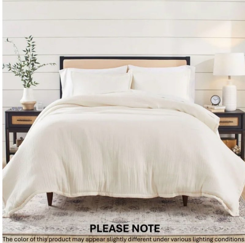 better homes & gardens 3-piece cream gauze comforter set, adult king