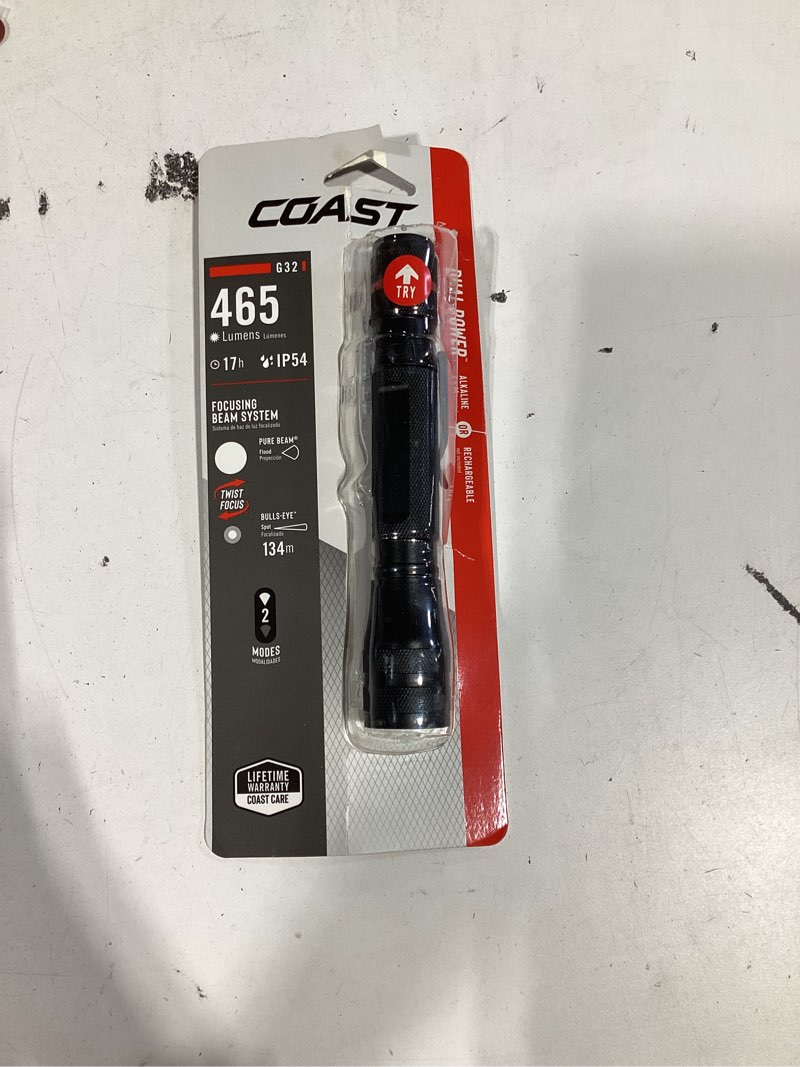 Condition photo showing Good Condition for coast 465 2 modes led flashlight with batteries included