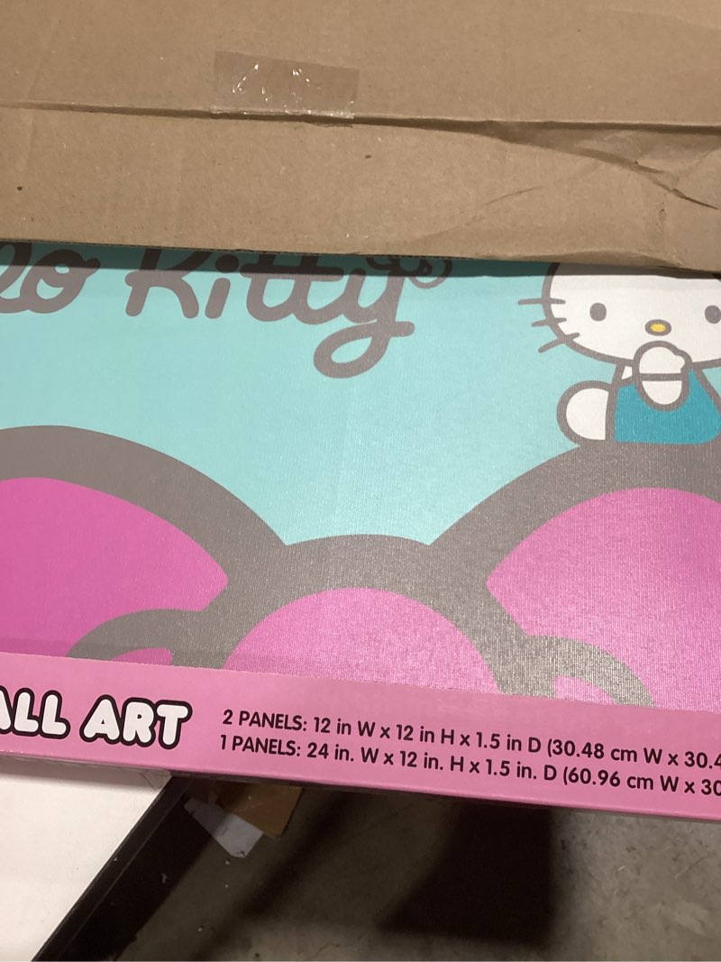 Condition photo showing New/Like New for Sanrio Hello Kitty Pastel Dot 3-Piece Canvas Wall Art Set For Room Décor,12"x12" and 24"x12"