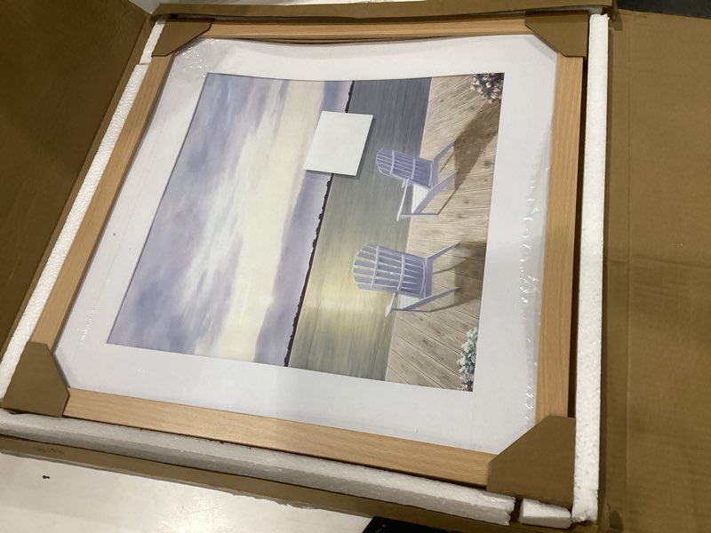 Condition photo showing As Is for vnvnk 18x18 frame natural wood color, perfect for 18x18 inch picture without mat or 14x14 inch picture with mat, home wall decor picture frame-1 pcs 18x18 natural, damaged
