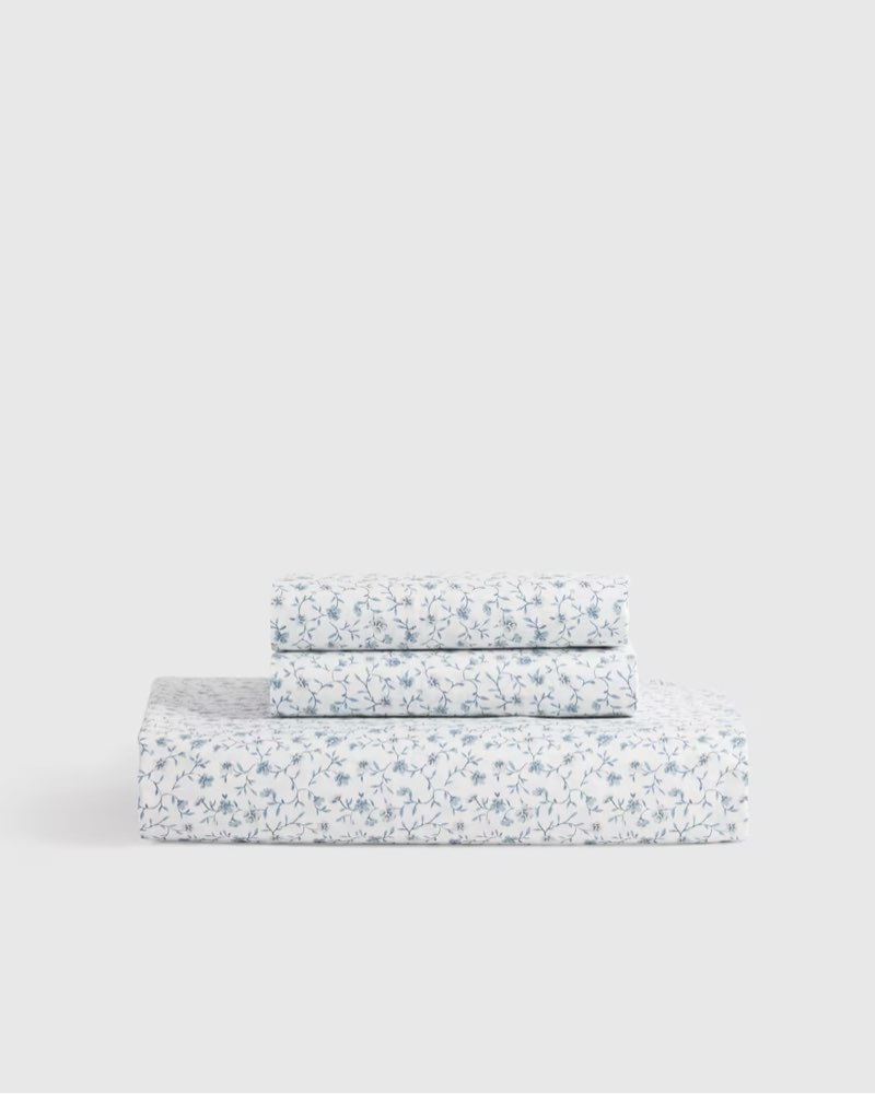 full Classic Organic Percale Floral Fitted Sheet without flat sheet