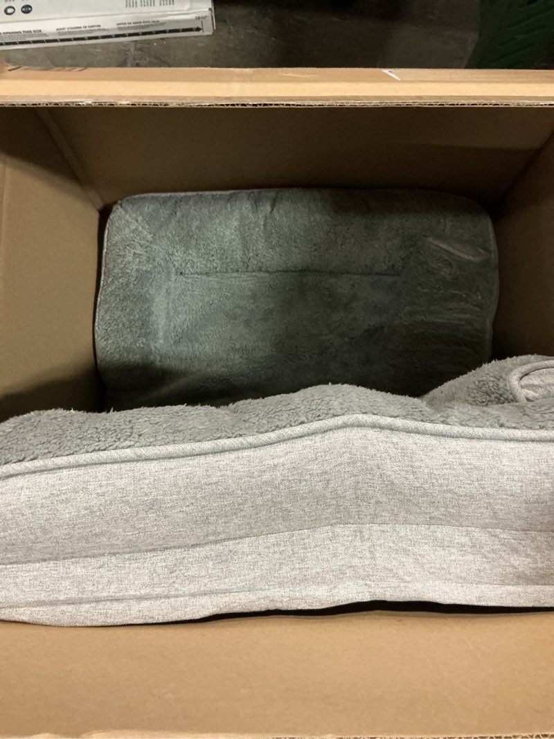 Condition photo showing Good Condition for Orthopedic Dog Beds for Medium Size Dogs, Waterproof Egg-Crate Foam Pet Couch Bed with Soft Sides, Non-Slip Dog Sofa with Fleece Removable Washable Cover, 35"L Supportive Pet Sofa, Light Grey Light Grey Sherpa Fleece 35"L x 25"W x 9.5"Th
