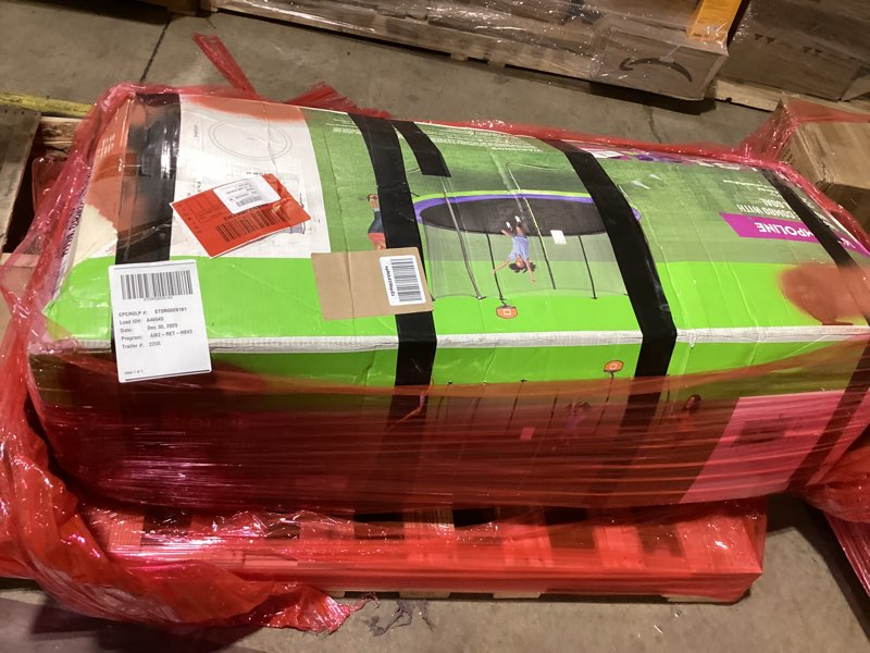 Condition photo showing New/Like New for Lyromix Upgraded 10/12/14/15/16FT Trampoline with Light, Stakes, Sprinkler, Basketball Hoop and Net, Capacity for 4-6 Kids and Adults Dark Blue 16ft