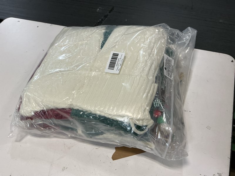 Condition photo showing New/Like New for Christmas Stockings, 18 Inches Christmas Stocking with Name Tags Cable Knitted Stocking Decorations for Holiday Party Decor (4pcs Burgundy + 4pcs Green + 4pcs Ivory)