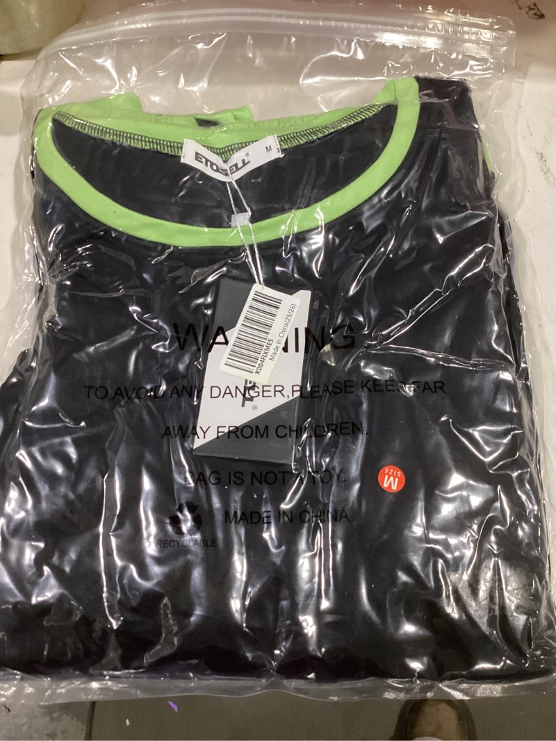 Condition photo showing New/Like New for Women Shorts Sets 2-Piece Outfits Summer Casual Short Sleeve Beach Cruise Wear Lightweight Loungewear Black Small