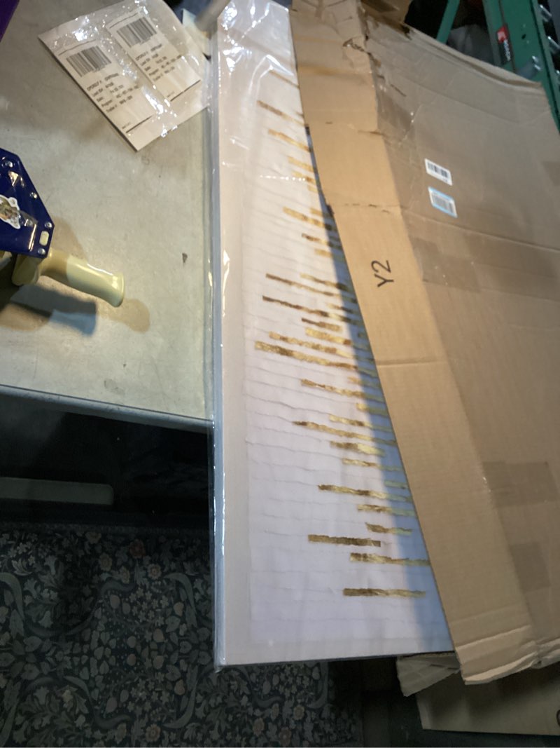 Condition photo showing New/Like New for Canvas Wall Art Decor Modern Large Wall Decor For Living Room Gold Abstract Wall Art White Textured Wall Art Artwork for Walls Canvas Prints Art Work For Home Kitchen Office Wall Decor 24" X 48" QLS-01R Wrapped Canvas 48"L x 24"W