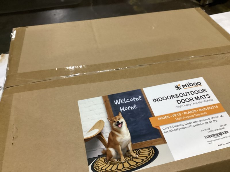 Condition photo showing New/Like New for Mibao Front Door Mat Entrance, Non-Slip Absorbent Waterproof Welcome Doormat with TPR Backing, Dirt Trapping Entrance Inside Floor Mats for Entryway Washable Low-Profile, 35.5" x 59", Dark Grey 2'11" x 4'11" (Rectangular) Dark Grey