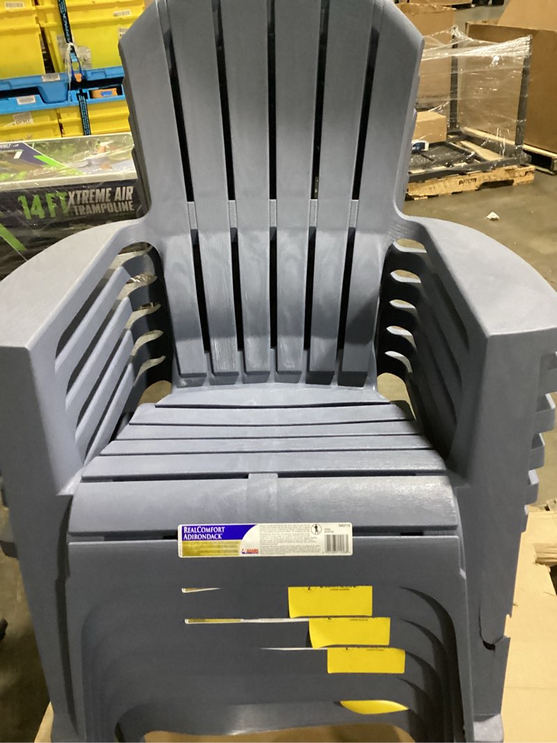 Condition photo showing As Is for adams realcomfort deluxe bluestone polypropylene frame adirondack chair