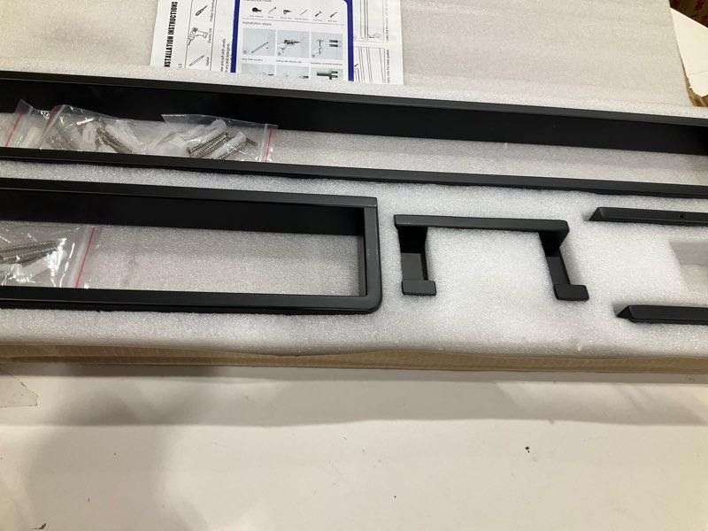 Condition photo showing New/Like New for YACVCL 4-Piece Matte Black Bathroom Hardware Accessories Set, Bath Towel Bar Set SUS304 Stainless Steel, Round Towel Racks for Bathroom Wall Mounted