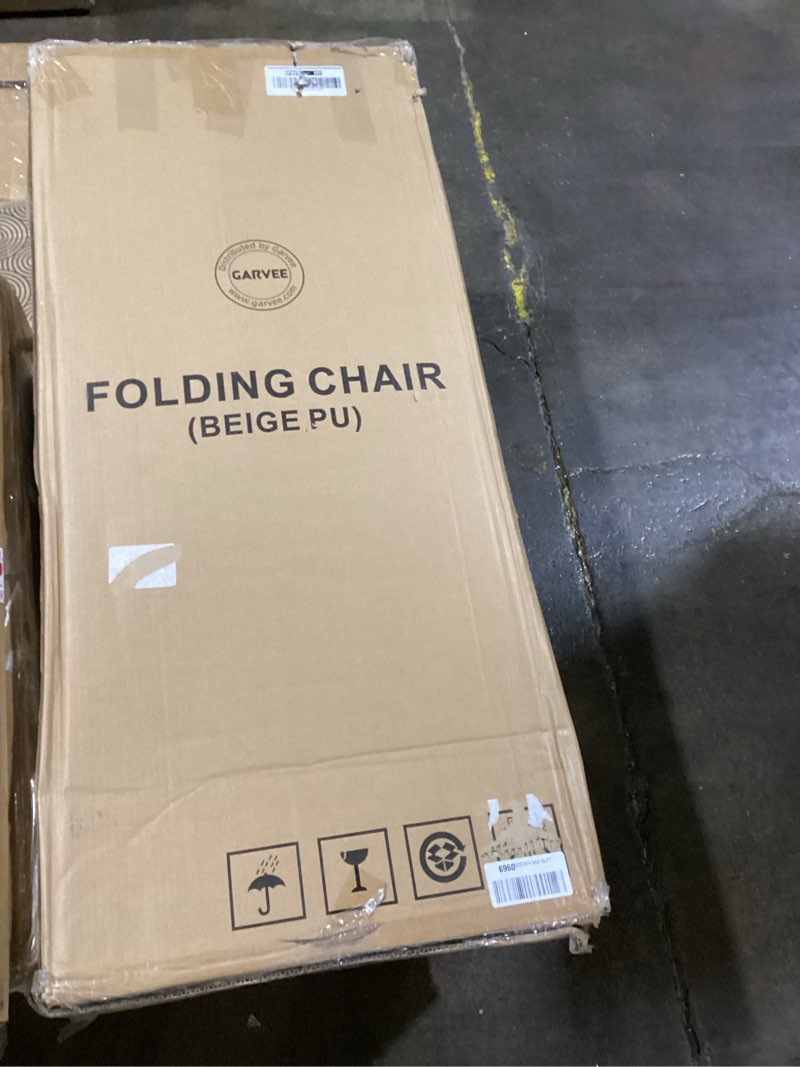 Condition photo showing As Is for CHAIR ONLY 5-Piece Rectangle Folding Table and Chairs Set, Foldable Portable Card Table and Chairs, Scratch & Stain Resistant Tabletop, for Dining Room, Living Room, Office, Camping, Gatherings, Beige