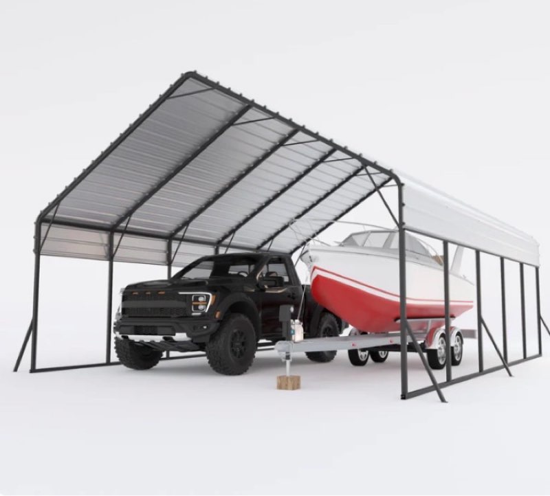 garvee 20'x25'x13' heavy-duty metal carport, extra tall 2-car shelter(incomplete box a)