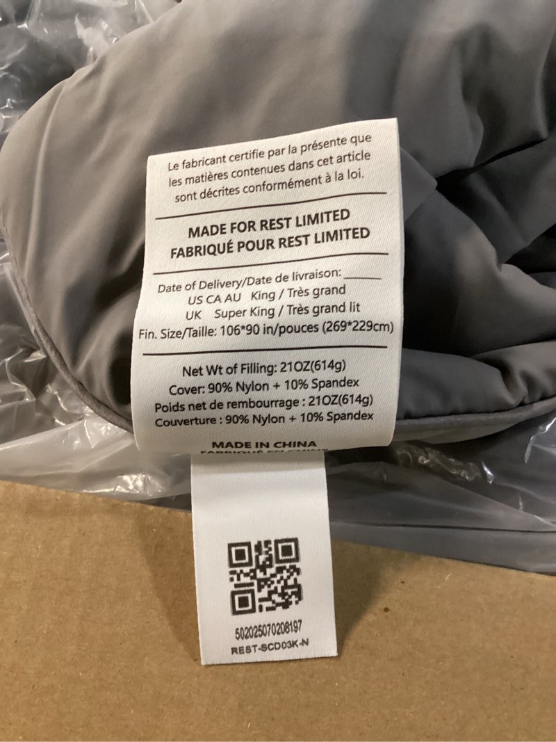 Condition photo showing As Is for REST® Evercool® Cooling Comforter, King/Cali King, Blanket for Hot Sleepers, All Season Bedding for Night Sweats, Breathable Lightweight Duvet, 106x90 Inches, Cool Gray Cool Gray King / Cali King (106"x90")