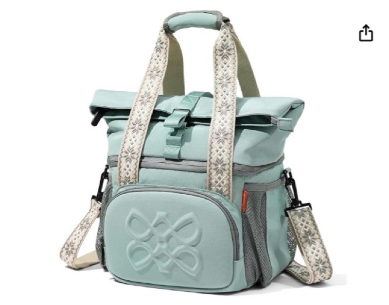 Pofolia Dual Compartment Insulated Lunch bag, with 2 Leakproof Compartments & Roll-top, 13L lunchbox