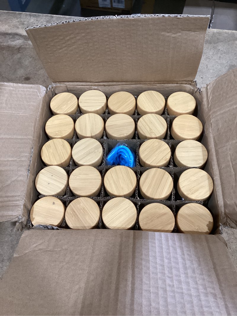 Condition photo showing New/Like New for netany 24 pcs glass spice jars with bamboo lids, 4 oz glass jars with minimalist farmhouse spice labels stickers, collapsible funnel, seasoning storage bottles for spice rack, cabinet, drawer