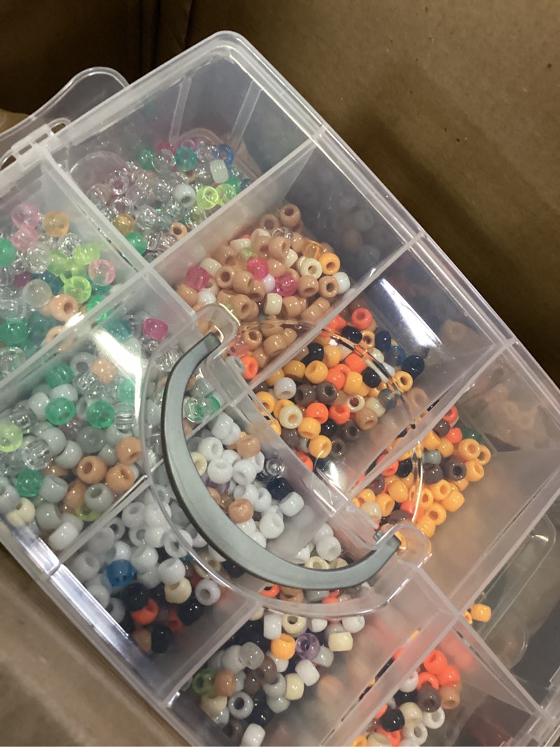 Condition photo showing Good Condition for simetufy 6000pcs pony beads, 30 colors 6x9mm kandi beads bulk for crafts bracelet making hair braiding jewelry key chains diy crafts christmas gifts (3.44lb, stack box) 30colors6000pcs