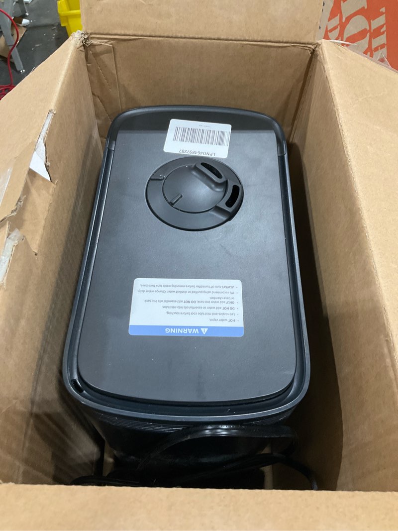 Condition photo showing As Is for LEVOIT 6L Smart Warm and Cool Mist Humidifiers for Home Bedroom, 60H Runtime and Auto Customized Humidity for Large room, Schedule, Easy Top Fill, Essential Oil Diffuser, Whisper-Quiet, Handle, Black Black 6L