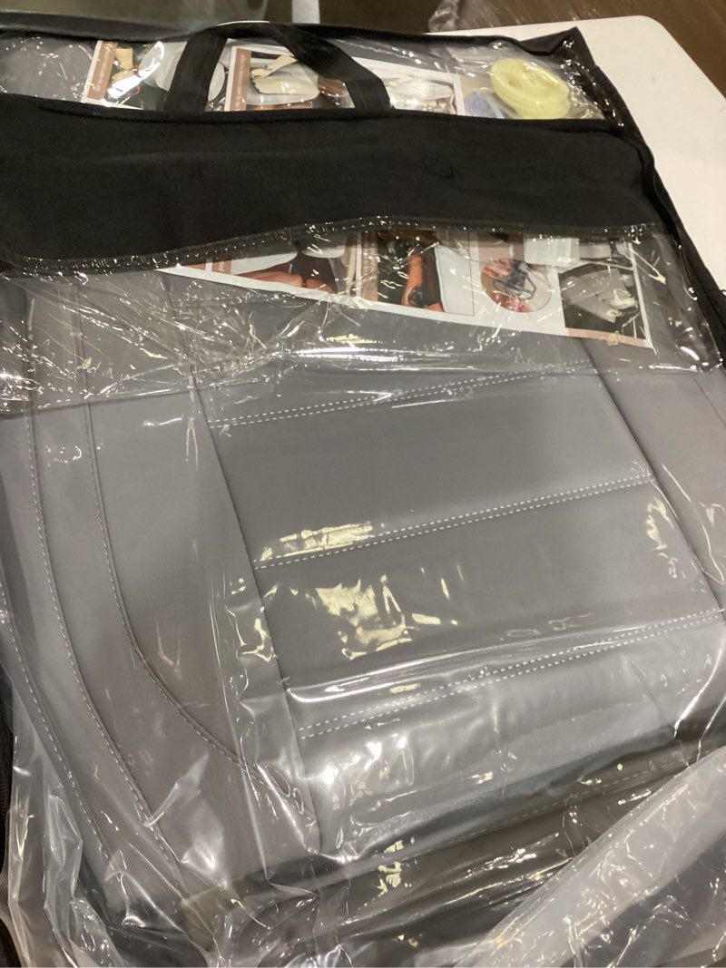 Condition photo showing Good Condition for leather car seat covers 2 pcs front, universal automotive vehicle seat covers, waterproof vehicle seat covers for most sedan suv pick-up truck, gray