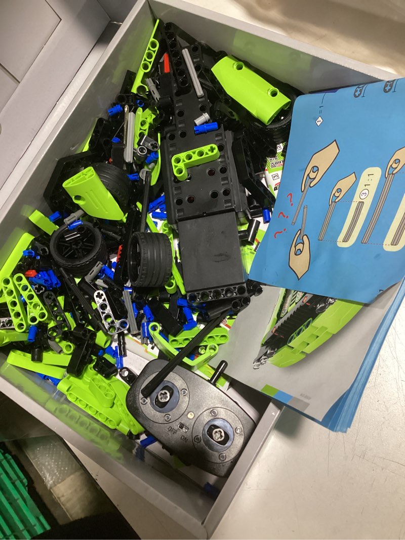 Condition photo showing As Is for stem building toys for kids with 2-in-1 remote control racer snap together engineering kits early learning racecar building blocks - best gift for 6 7 8 9?year old boys and girls green