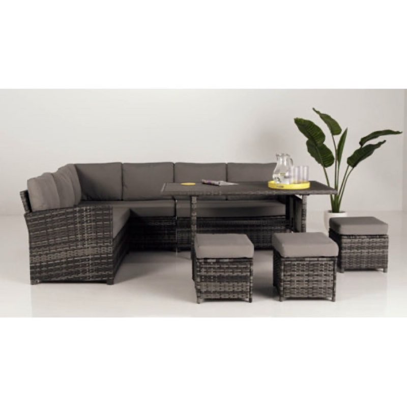 hinesville 7 piece rattan lounge dining with cushions(incomplete box 1/2)