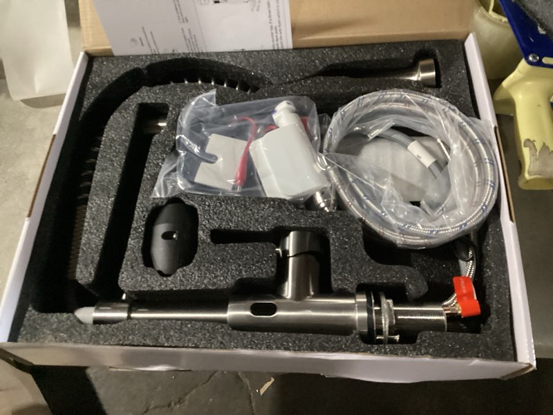 Condition photo showing Good Condition for OWOFAN Touchless Kitchen Faucet with Pull Down Sprayer LED Light Single Handle Kitchen Sink Faucet Motion Sensor Smart Hands-Free, Stainless Steel Brushed Nickel 1080SN Touchless Faucet 3 Brushed Nickel