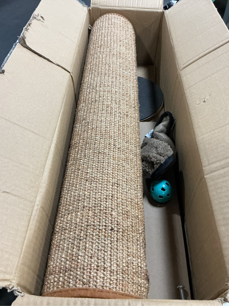 Condition photo showing Good Condition for kitty city tall sisal cat scratching post, 32” durable scratcher with sturdy base & hanging jingle toy, easy assembly, furniture protection for indoor cats - brown b) scratching post (tan)