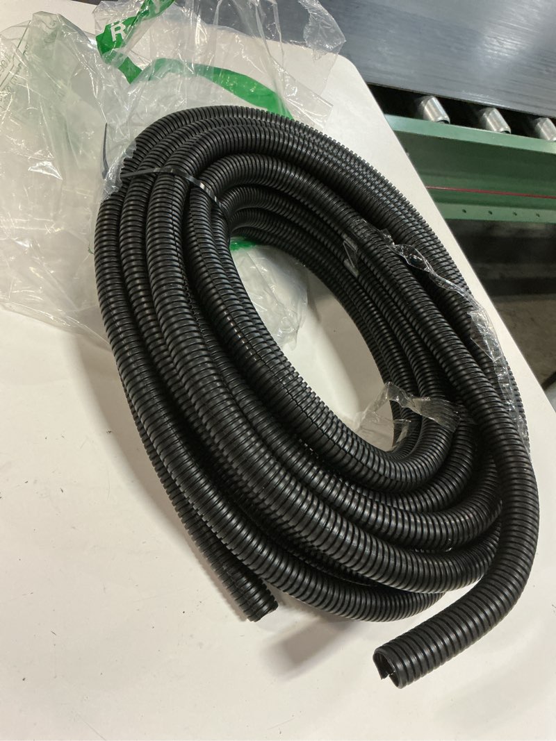 Condition photo showing As Is for (size unknown )kable kontrol split wire loom tubing 1” inch  long - black wire conduit cover for cords - corrugated tubing and protector for automotive wires – durable polyethylene 1 inch - feet black