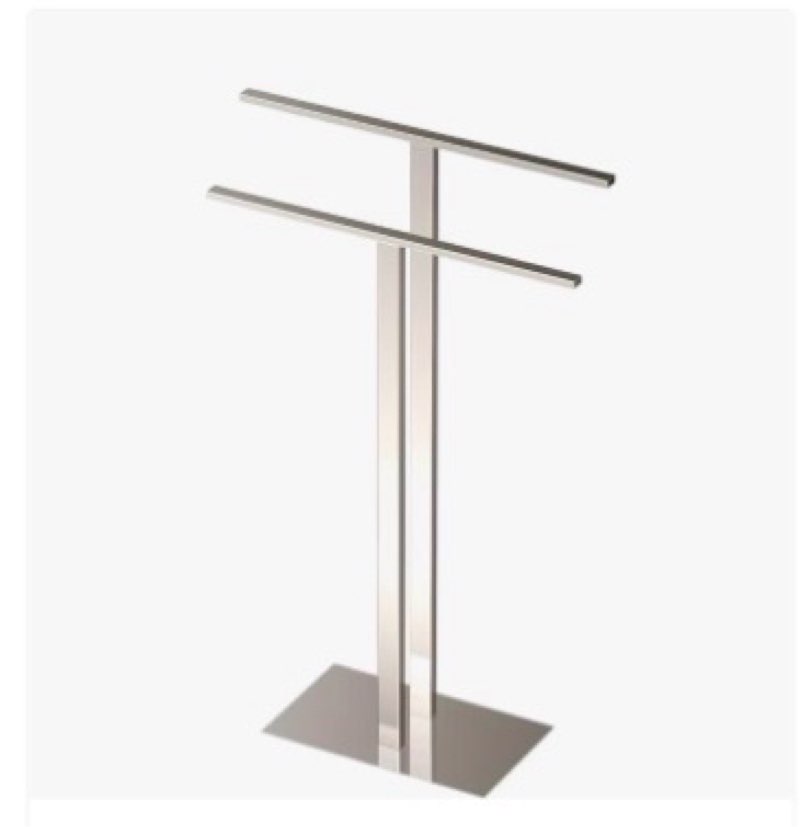 Gatco 1552PN Modern Floorstanding Double 32.50 inch Towel Holder, Polished Nickel