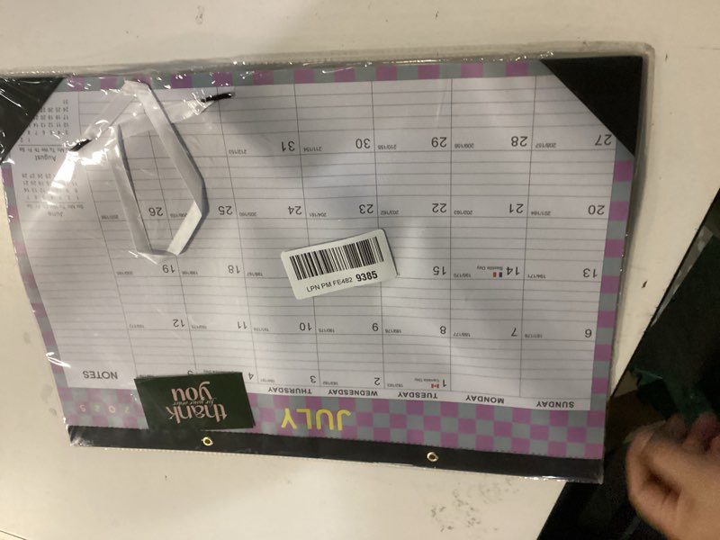 Condition photo showing New/Like New for desk calendar 2026-2027, 21-month calendar runs unitl june 2027, large 17" x 12" monthly desktop & wall calendar for home & office - checkered c-checkered oct 2025-jun 2027