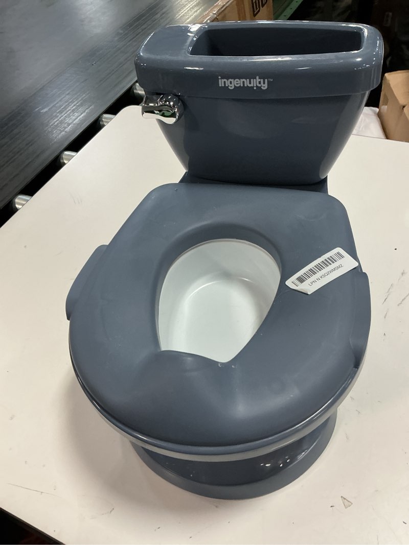 Condition photo showing As Is for Ingenuity My Size Potty Pro in Blue, Infant Potty Training Toilet, Lifelike Flushing Sound, for Ages 18 Months, Up to 50 Pounds