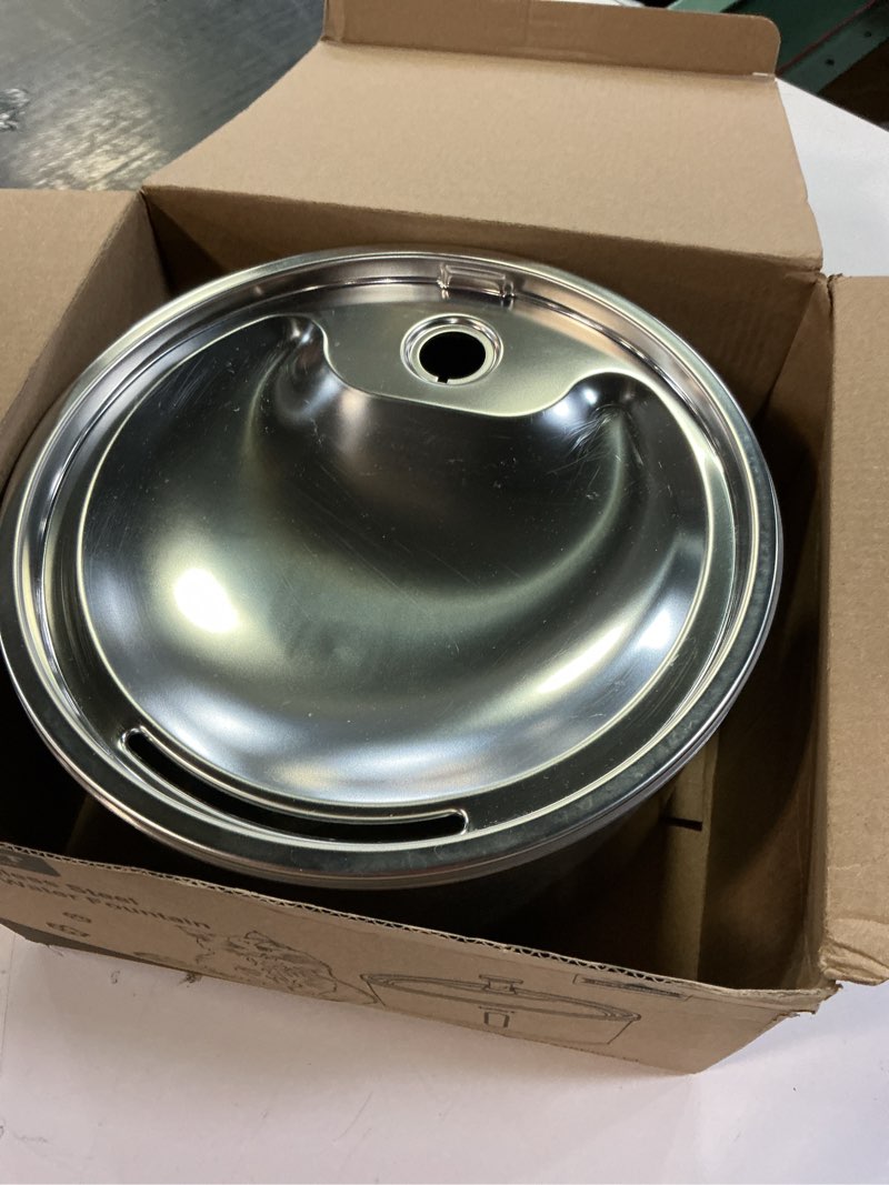 Condition photo showing Good Condition for NPET Stainless Steel Cat Water Fountain, 1Gallon/135oz Automatic Pet Drinking Fountain Dog Water Dispenser Bowl with Water Level Window for Cats Indoor - WF210Plus Stainless Steel Fountain Fountain +1 Filter +1 Sponge