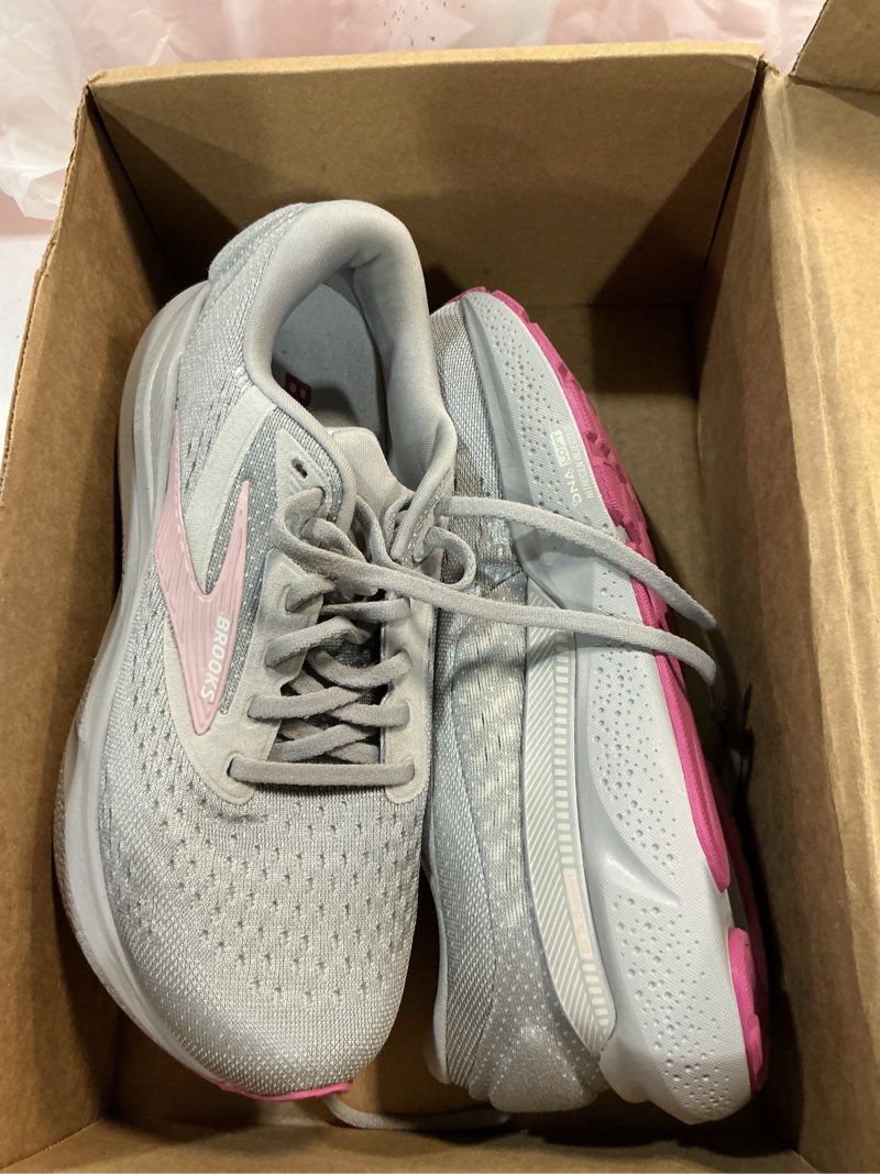 Condition photo showing Good Condition for (( size 7.5))brooks women’s adrenaline gts 24 supportive running shoe  alloy/white/zephyr