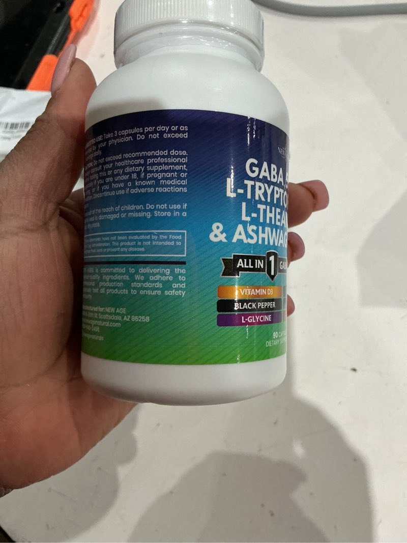 Condition photo showing Good Condition for new age gaba 750mg 5 htp 200mg l tryptophan 500mg l theanine 200mg ashwagandha sam-e l-glycine - vitamins for women and men with 5-htp (5-hydroxytryptophan) - 90 count 90 count (pack of 1)
